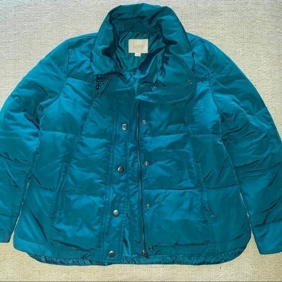 Ann Taylor Loft Turquoise Puffer Jacket - Picture 1 of 14